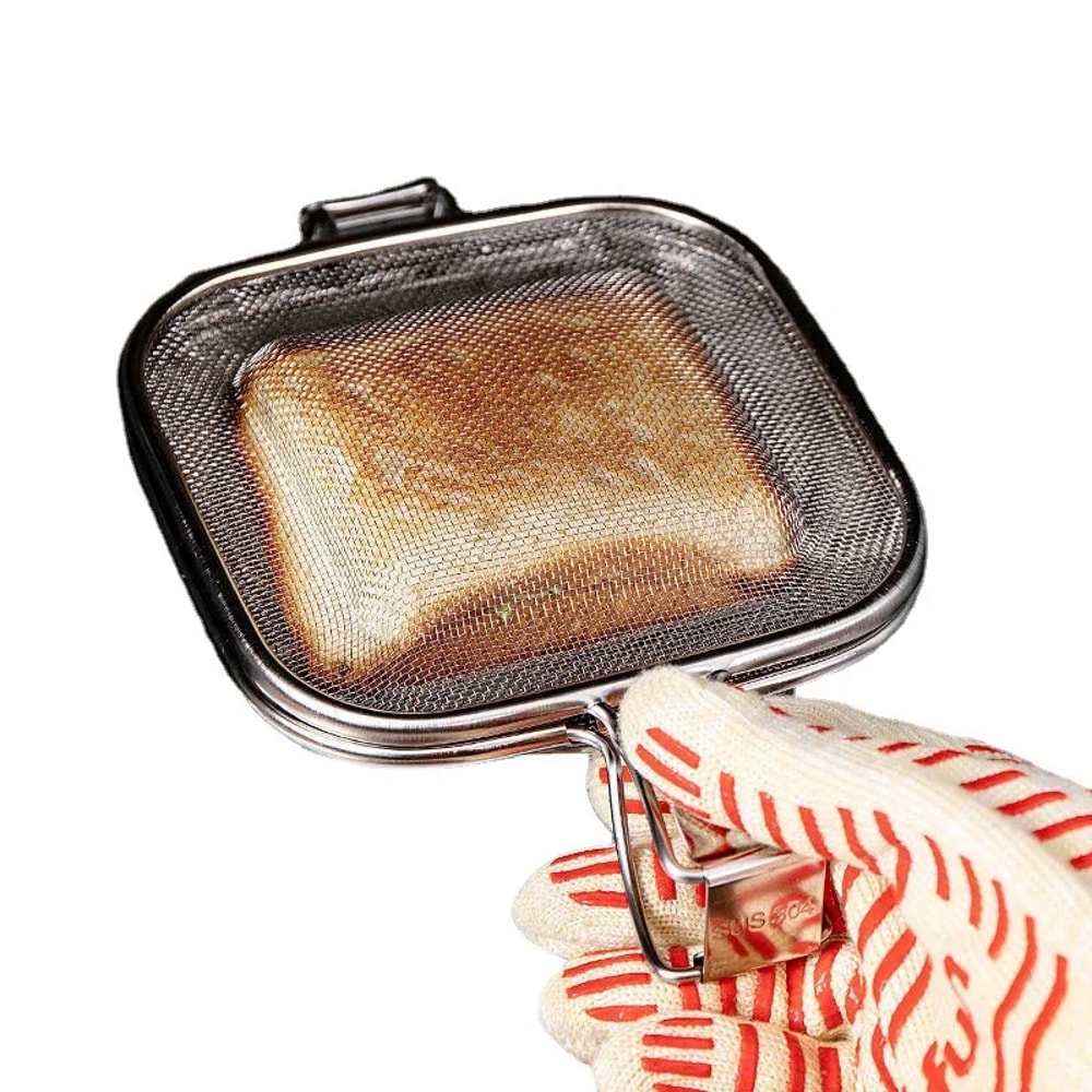 Portable Stainless Steel Sandwich Maker Pan For Camping And BBQ Grilling 4