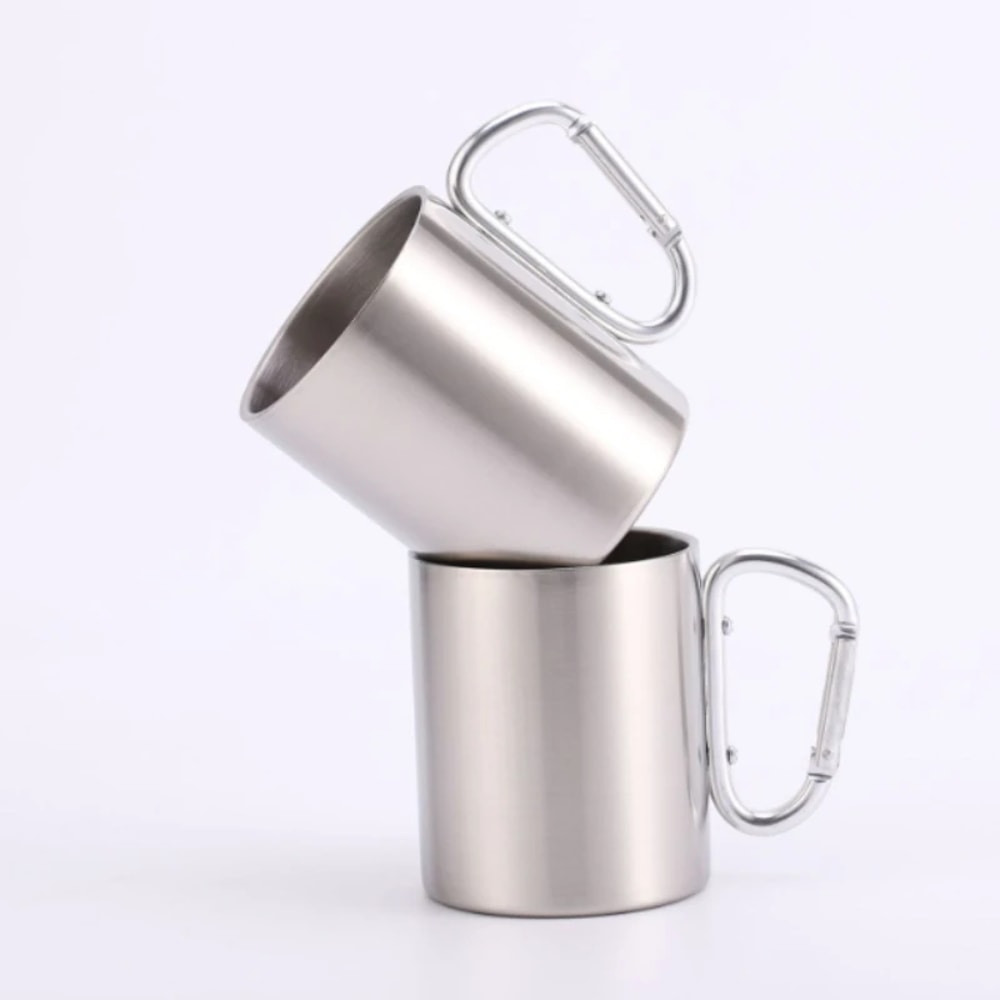 Stainless Steel Camping Mug With Carabiner Handle Portable Travel Cup For Hiking And Outdoor Use 3