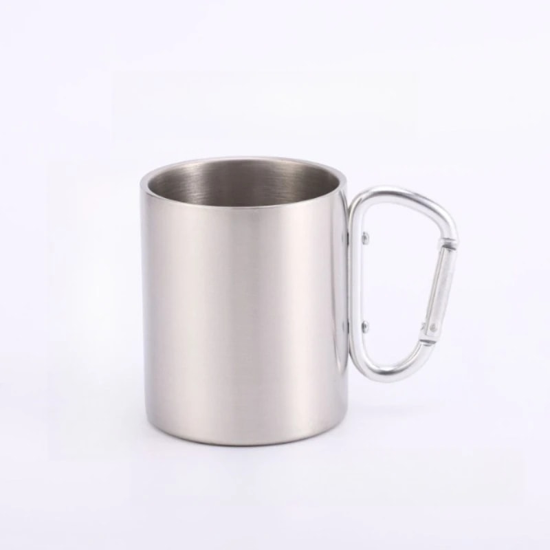Stainless Steel Camping Mug With Carabiner Handle Portable Travel Cup For Hiking And Outdoor Use 5