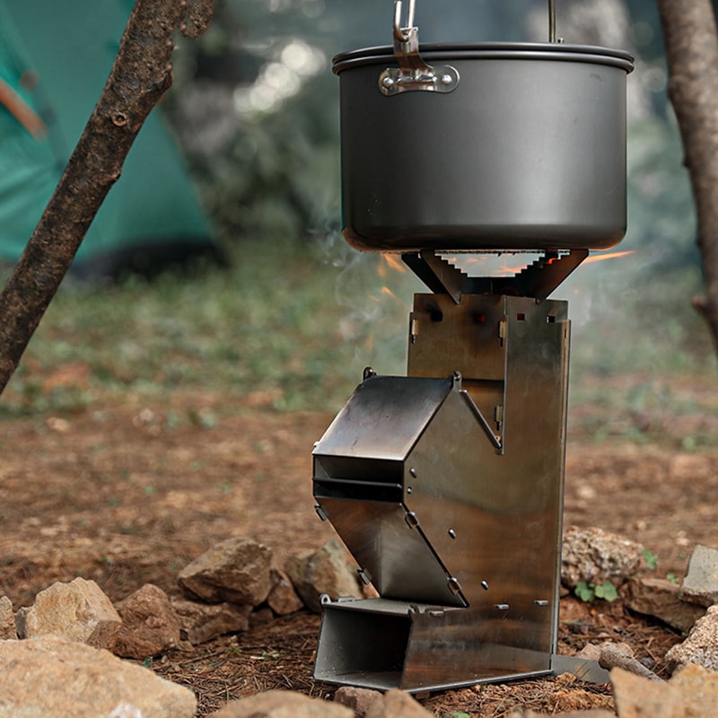 Rocket Wood Burning Camp Stove For Outdoor Cooking And BBQ 0