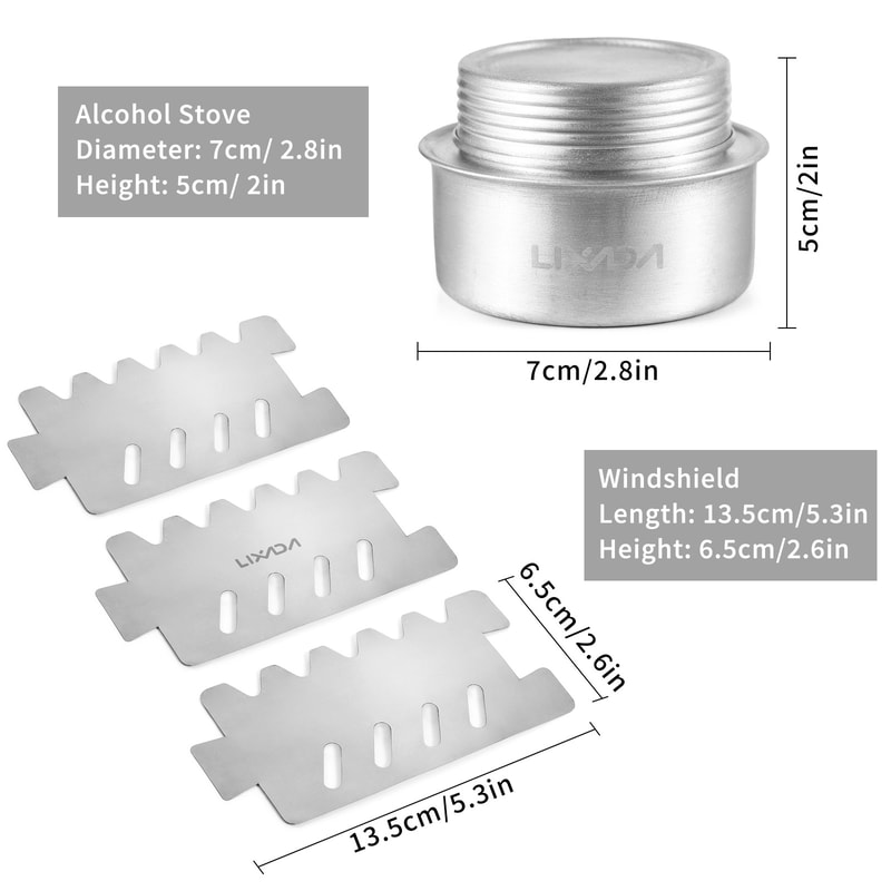 Portable Alcohol Camping Stove With Windshield Lightweight Backpacking Cooking Burner 4