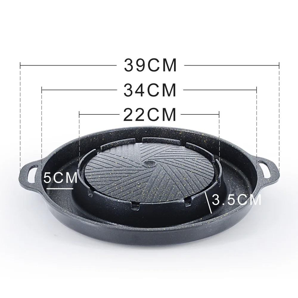 BBQ Hot Pot Grill Pan Dual Cooking Non Stick Camping Cooker 4