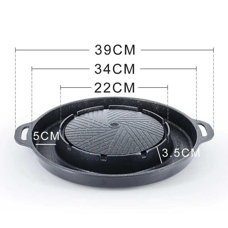 BBQ Hot Pot Grill Pan Dual Cooking Non Stick Camping Cooker 4