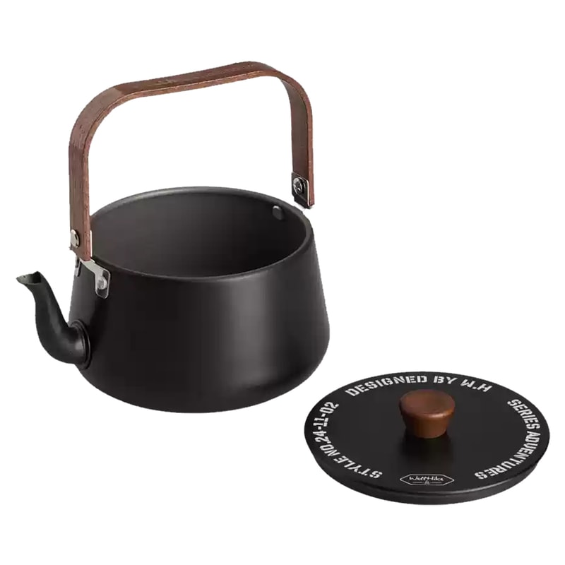 Portable Camping Kettle With Wooden Handle Lightweight Outdoor Teapot Coffee Pot 5
