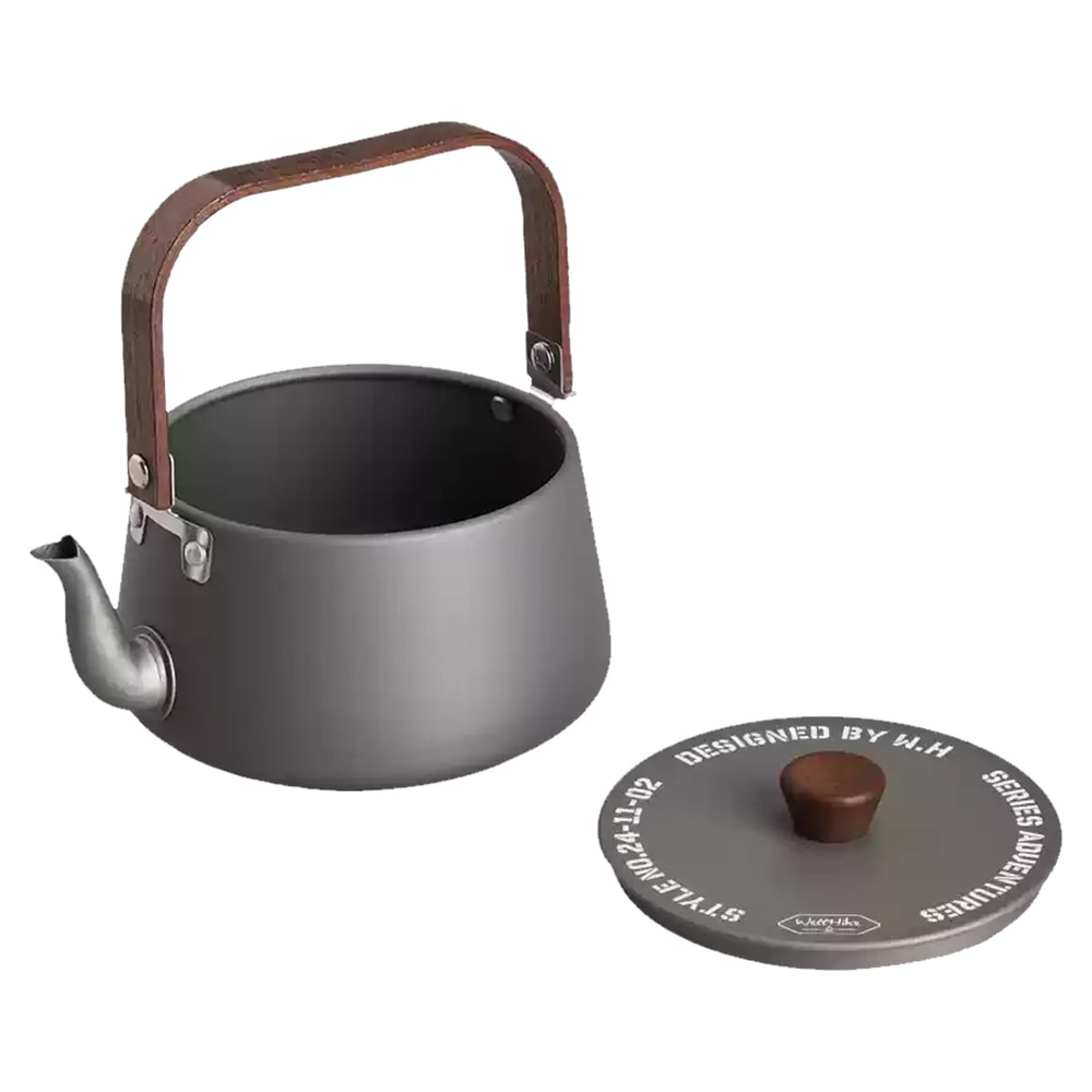 Portable Camping Kettle With Wooden Handle Lightweight Outdoor Teapot Coffee Pot 6