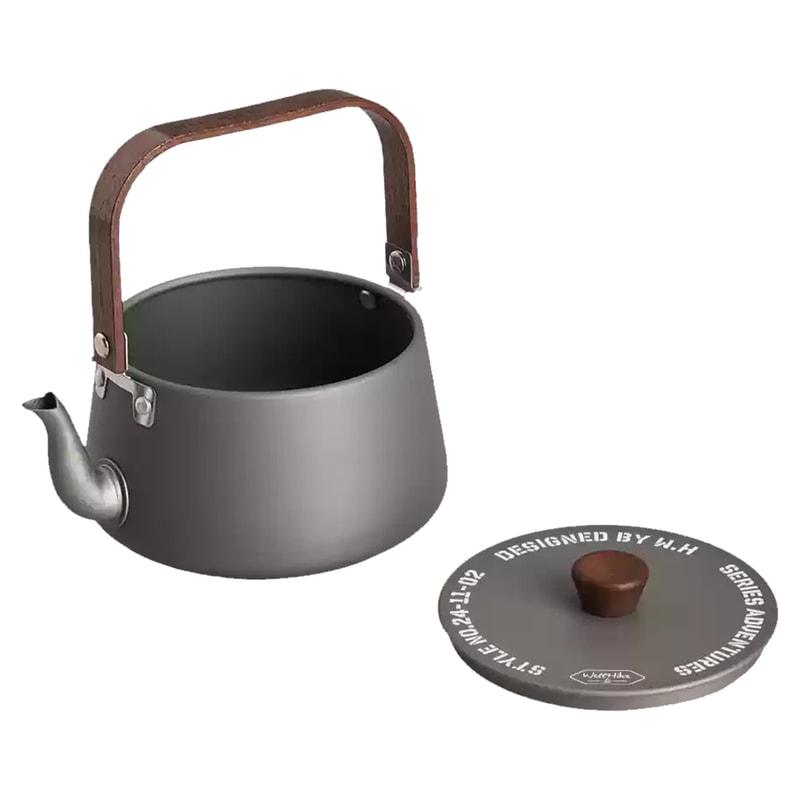 Portable Camping Kettle With Wooden Handle Lightweight Outdoor Teapot Coffee Pot 6