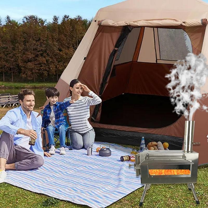 Adjustable Stainless Steel Tent Stove Chimney Pipe With Damper For Camping Outdoor Heating 1