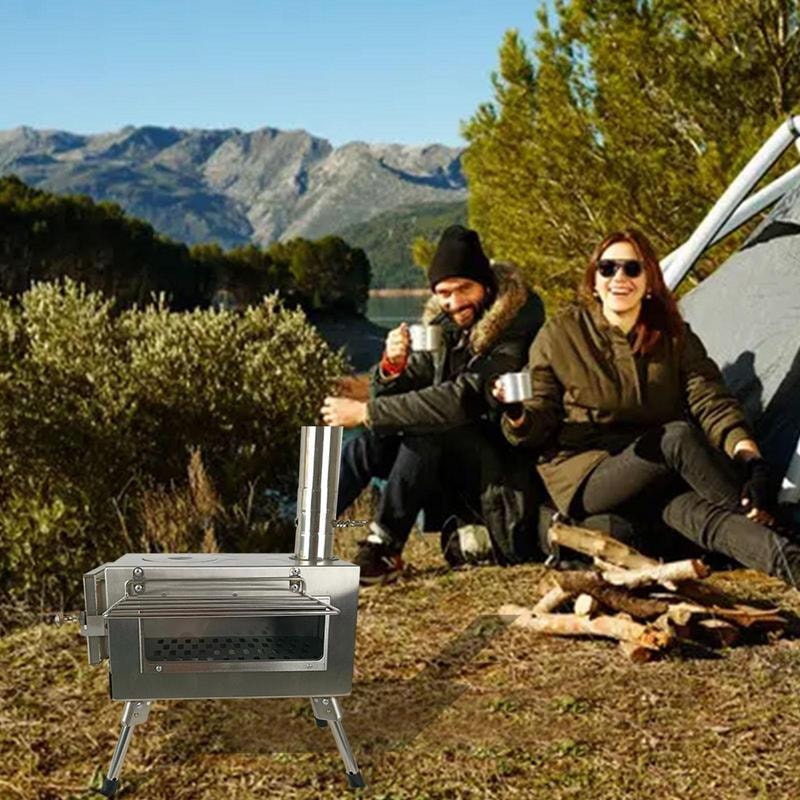 Adjustable Stainless Steel Tent Stove Chimney Pipe With Damper For Camping Outdoor Heating 4
