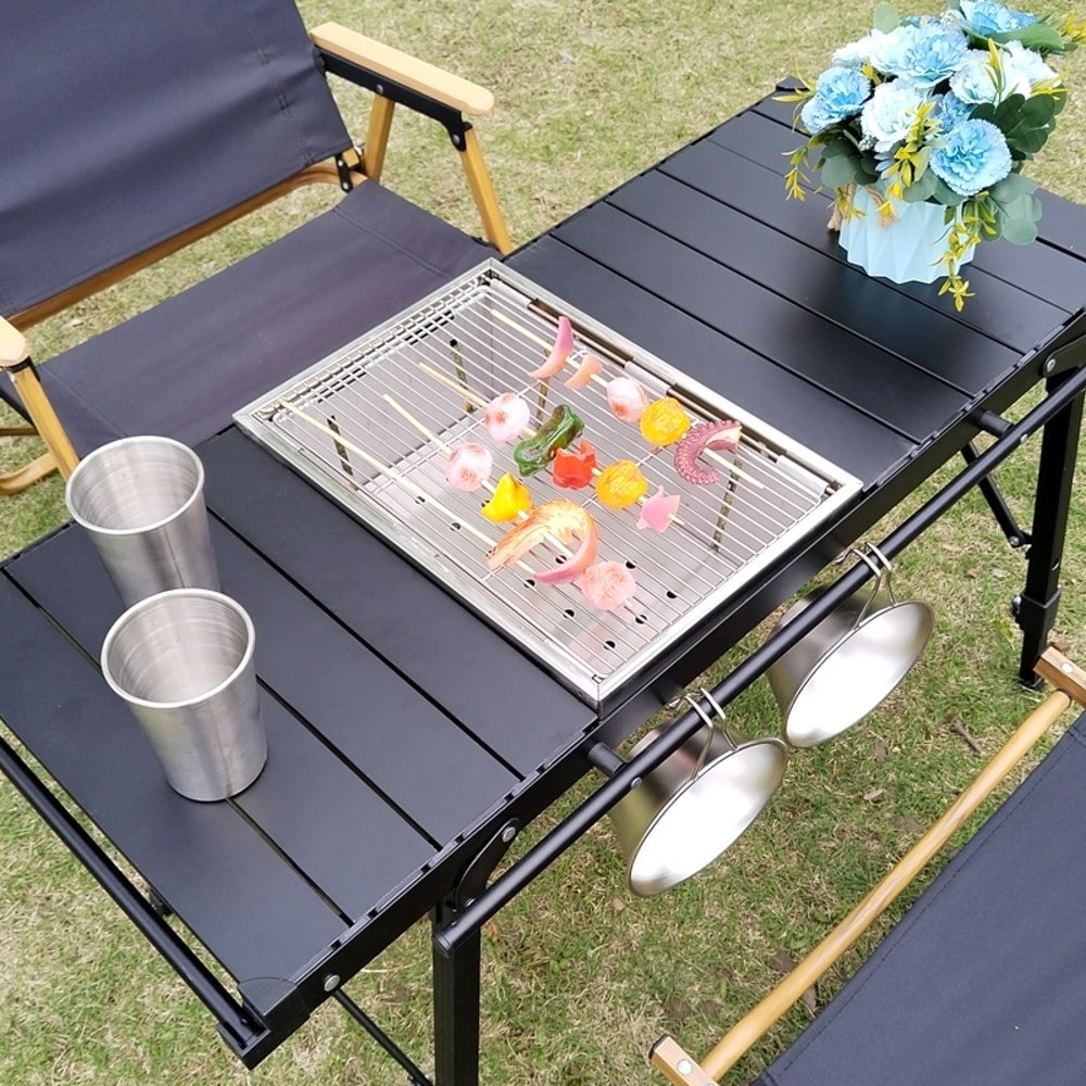 BBQ Grill Folding Camping Stove Stainless Steel Outdoor Barbecue Grill 1