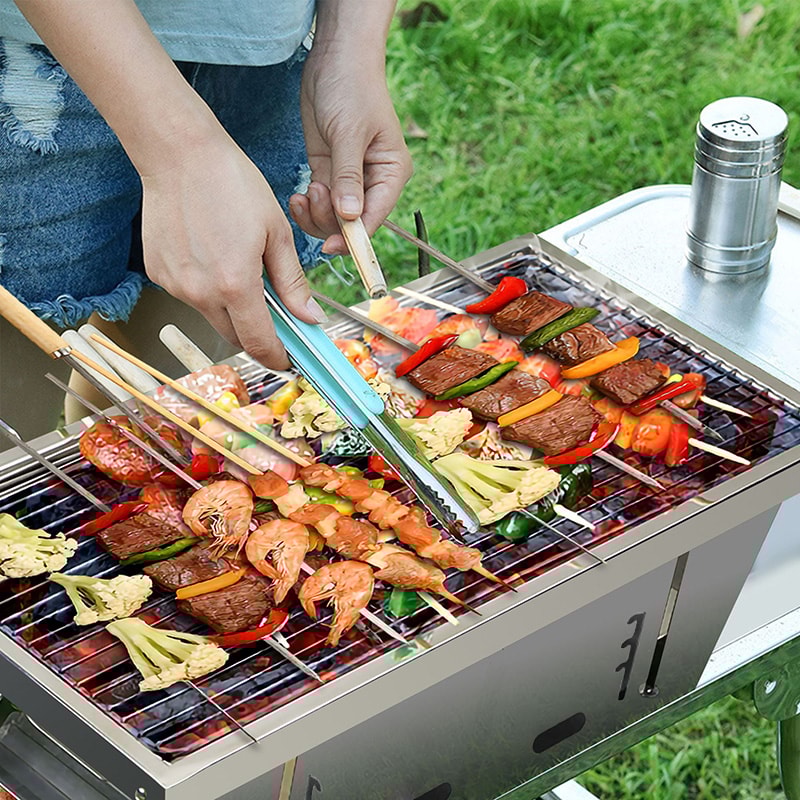 BBQ Grill Folding Camping Stove Stainless Steel Outdoor Barbecue Grill 4