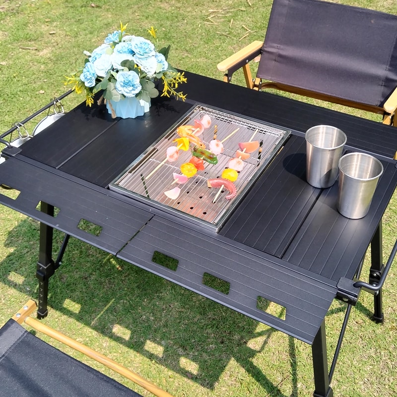 BBQ Grill Folding Camping Stove Stainless Steel Outdoor Barbecue Grill 6