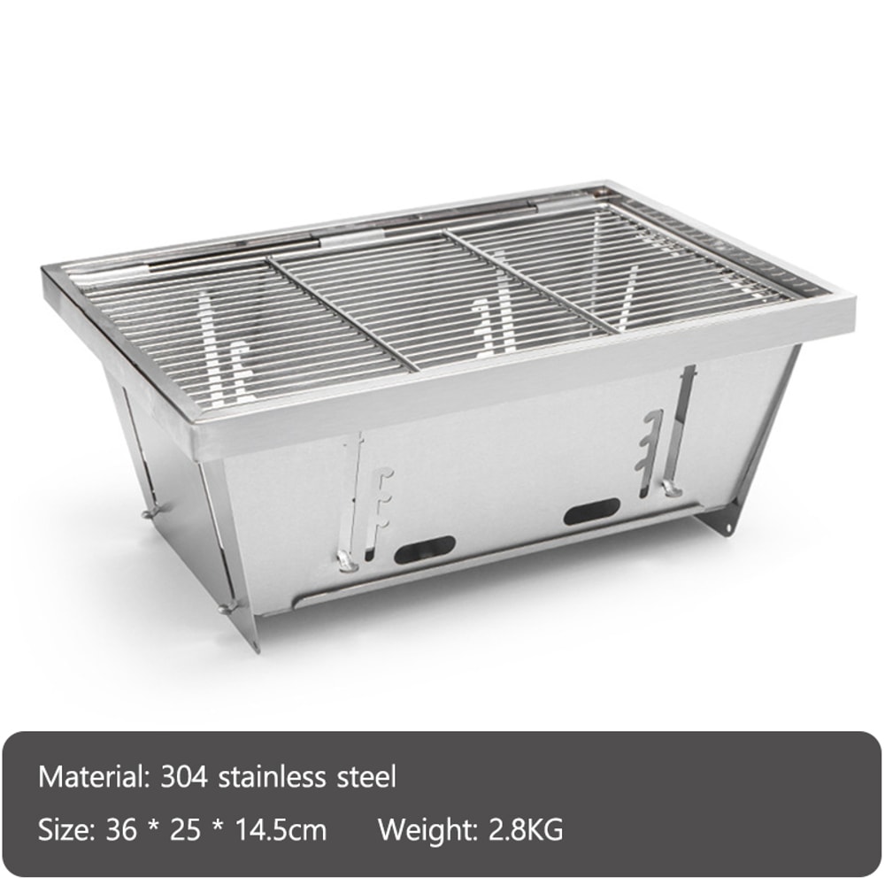BBQ Grill Folding Camping Stove Stainless Steel Outdoor Barbecue Grill 5