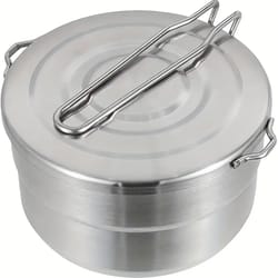 portable stainless steel camping cooking pot with lid folding handle for hiking and outdoor cooking