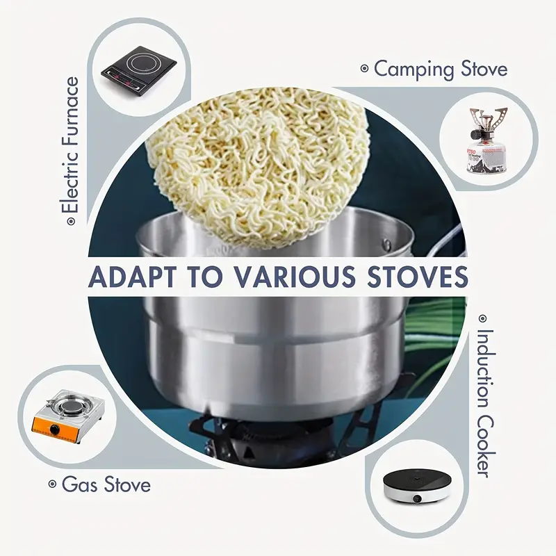 Portable Stainless Steel Camping Cooking Pot With Lid Folding Handle For Hiking And Outdoor Cooking 4