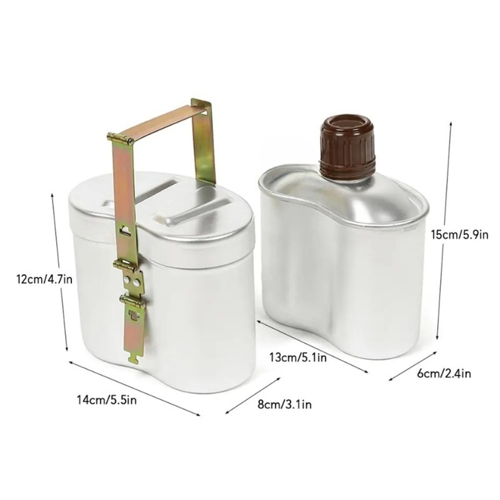 Camping Canteen Set With Cup Lightweight Outdoor Cookware Hiking Cooking Kit 3