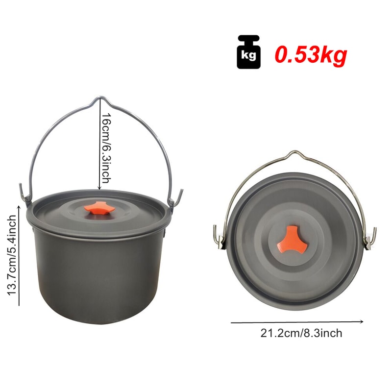 Portable Camping Hanging Pot Non Stick Campfire Cooking Pot For Outdoor Cooking And Hiking 3