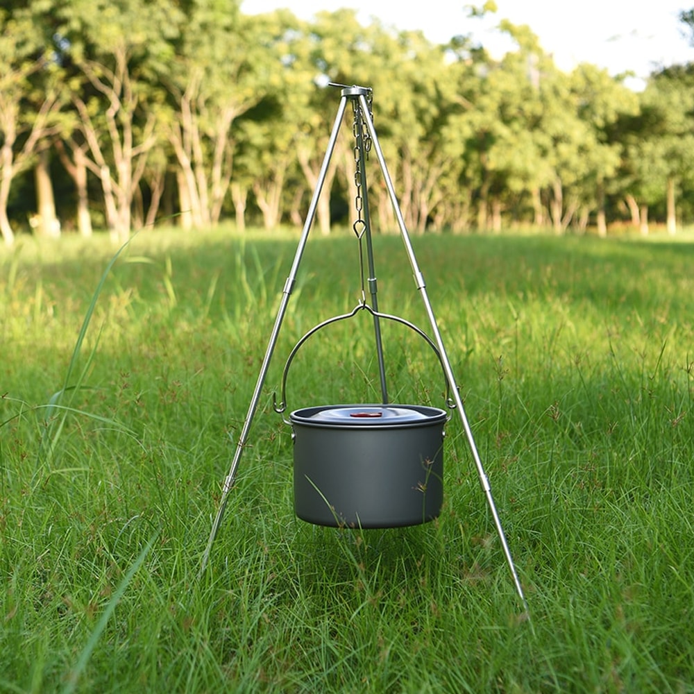 Portable Camping Hanging Pot Non Stick Campfire Cooking Pot For Outdoor Cooking And Hiking 6