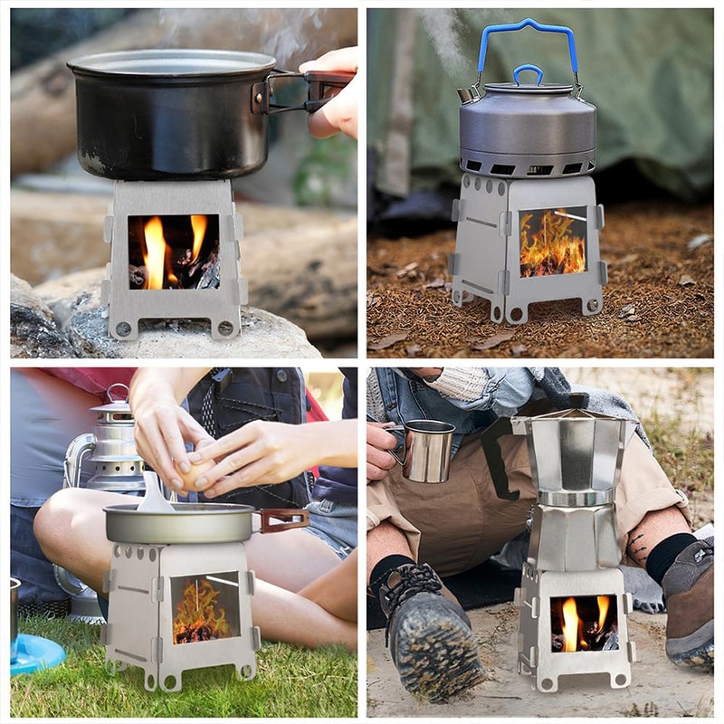 Folding Wood Stove For Camping Hiking Lightweight Steel Backpacking Stove 1