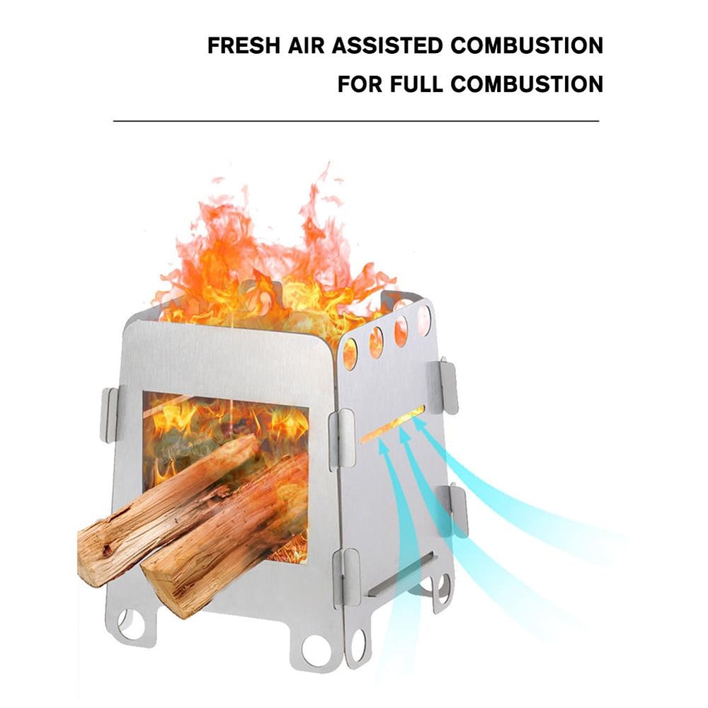 Portable Folding Camping Wood Stove Lightweight Steel Backpacking Stove For Outdoor Cooking 1