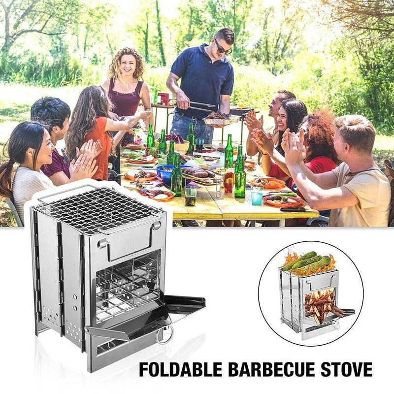 Portable Stove Foldable Wood Burning Camp Stove For Outdoor Cooking Hiking Survival 3