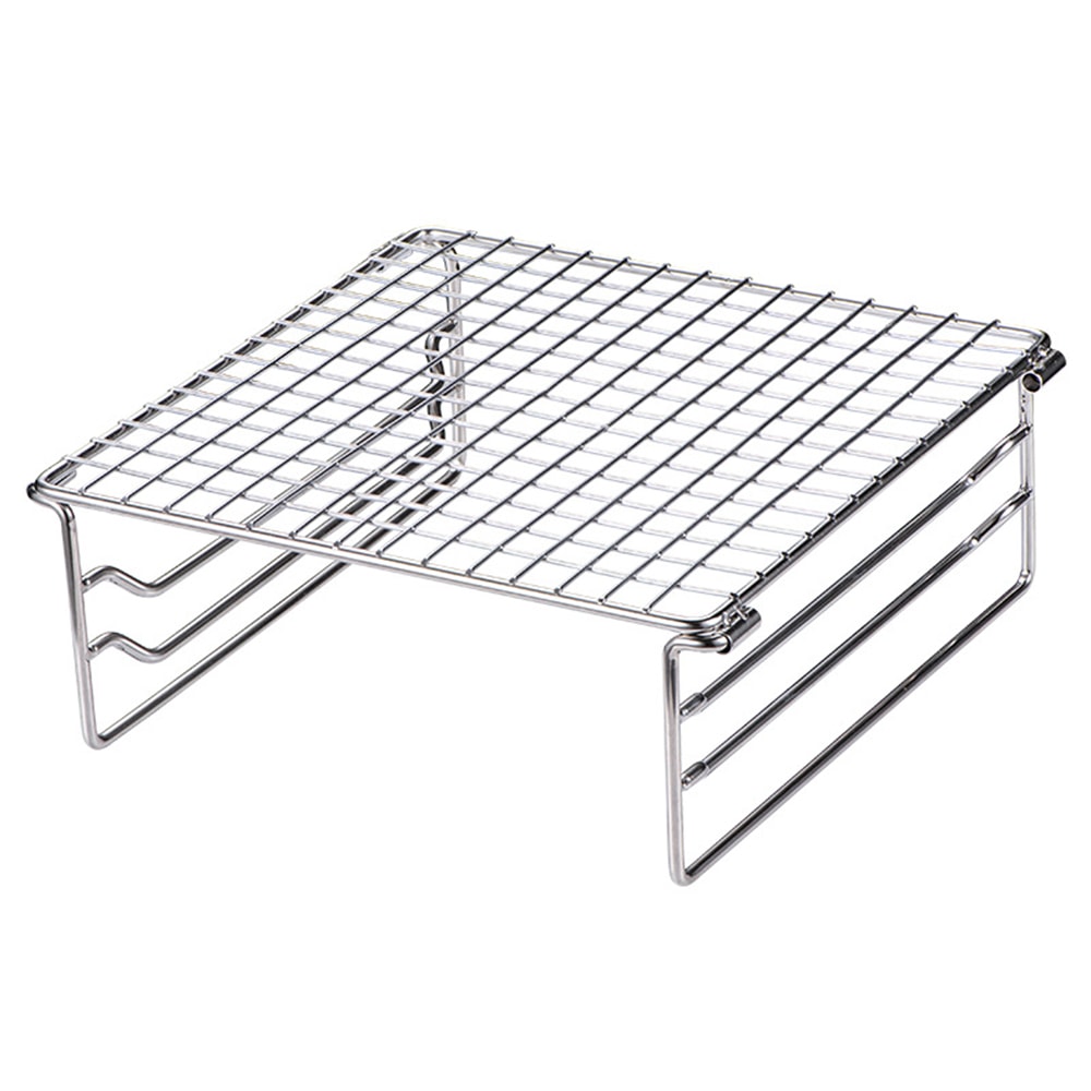 Folding Camping Grill Rack with Stainless Steel Stove Support for Outdoor Cooking
