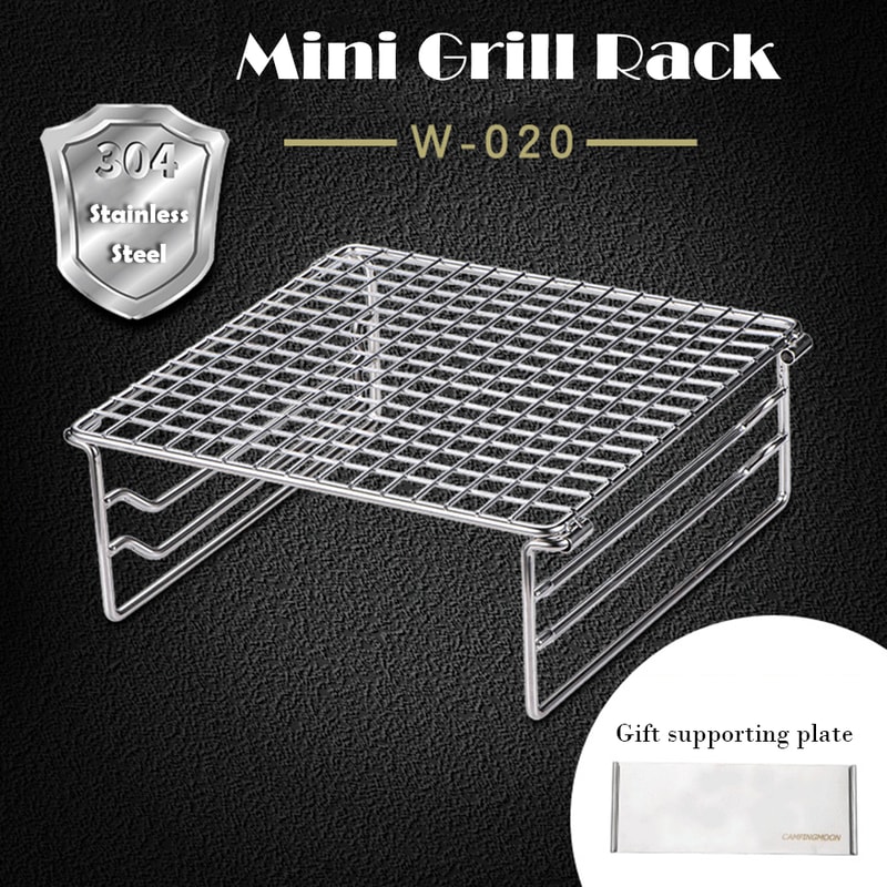 Folding Camping Grill Rack with Stainless Steel Stove Support for Outdoor Cooking