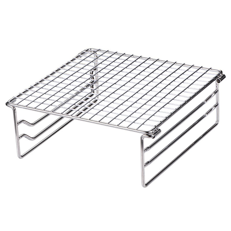Folding Camping Grill Rack with Stainless Steel Stove Support for Outdoor Cooking