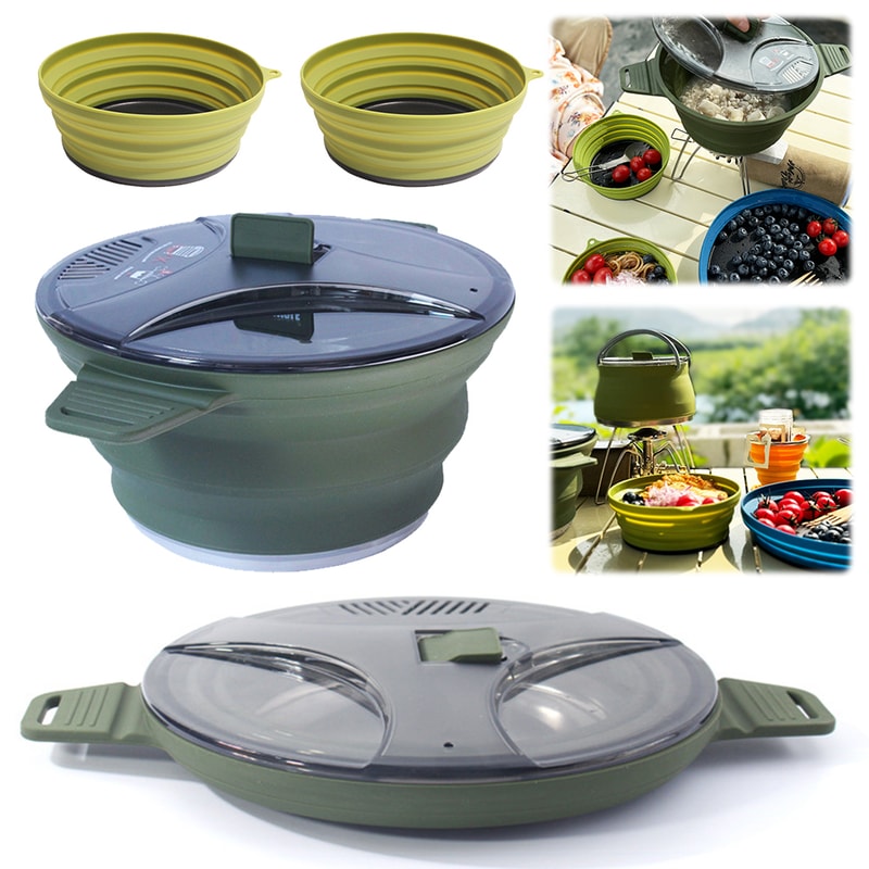 Collapsible Cookware Set with Silicone Folding Pot and Bowls for Hiking Backpacking
