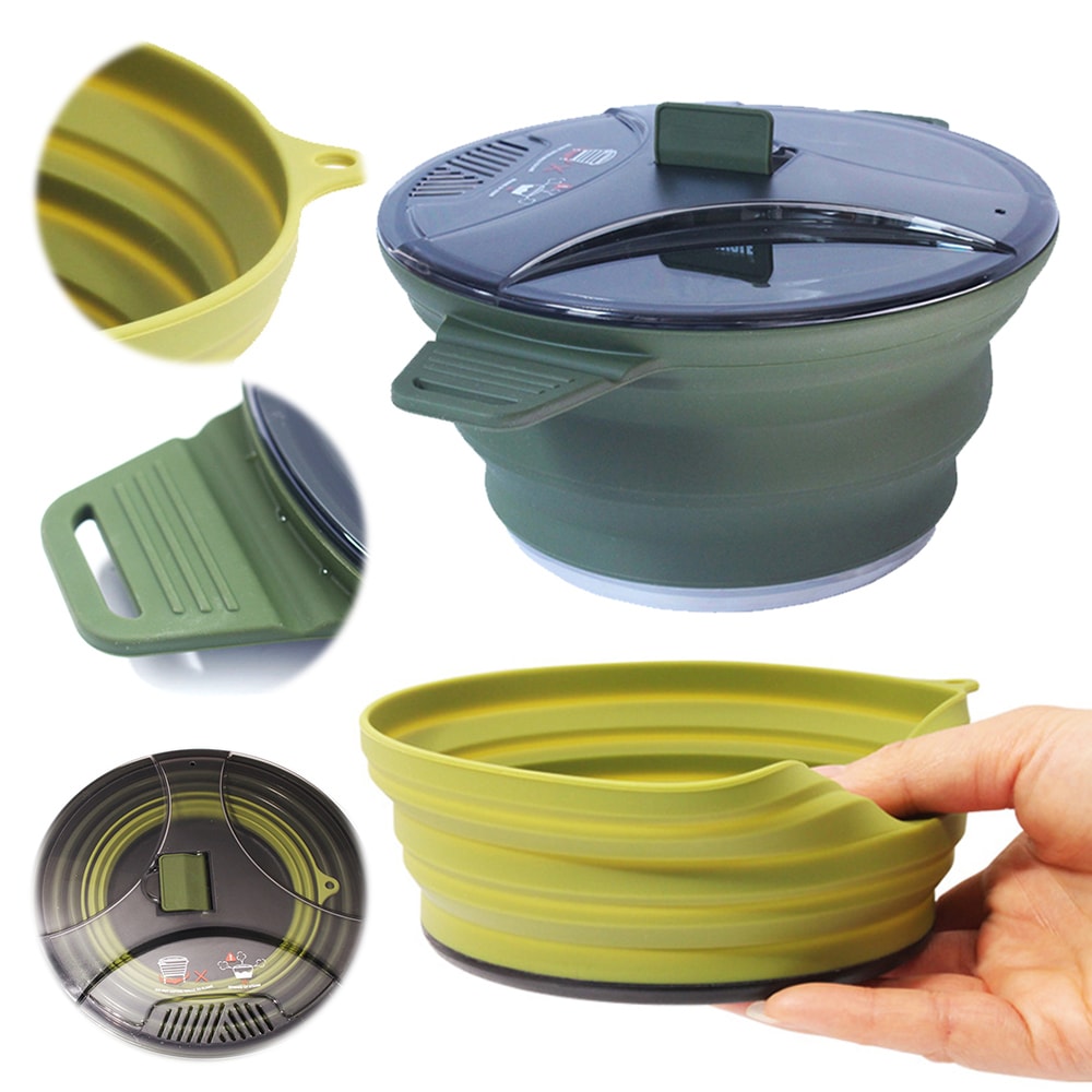 Collapsible Cookware Set with Silicone Folding Pot and Bowls for Hiking Backpacking