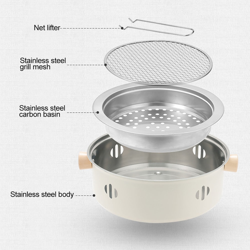 Charcoal BBQ Grill Compact Tabletop Camping Stove For Outdoor Cooking 6