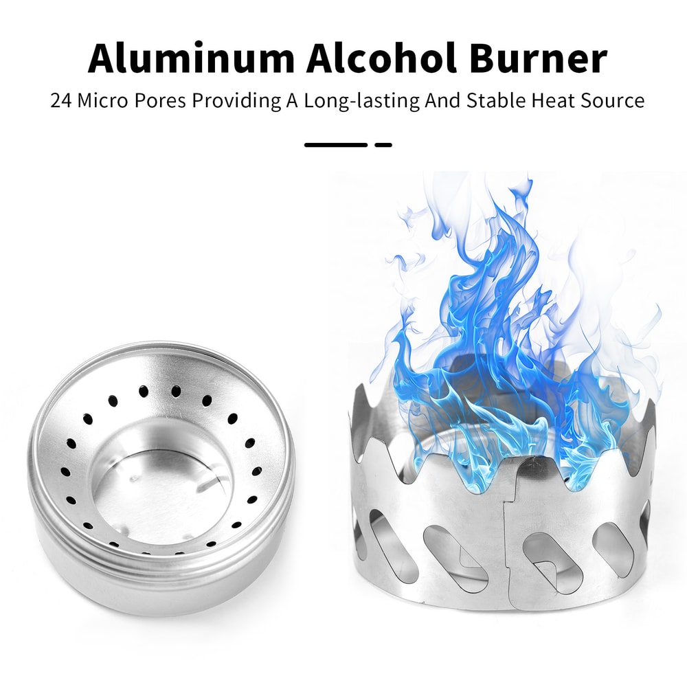 Mini Backpacking Stove Portable Camping Alcohol Burner with Windshield Ultralight Camp Stove