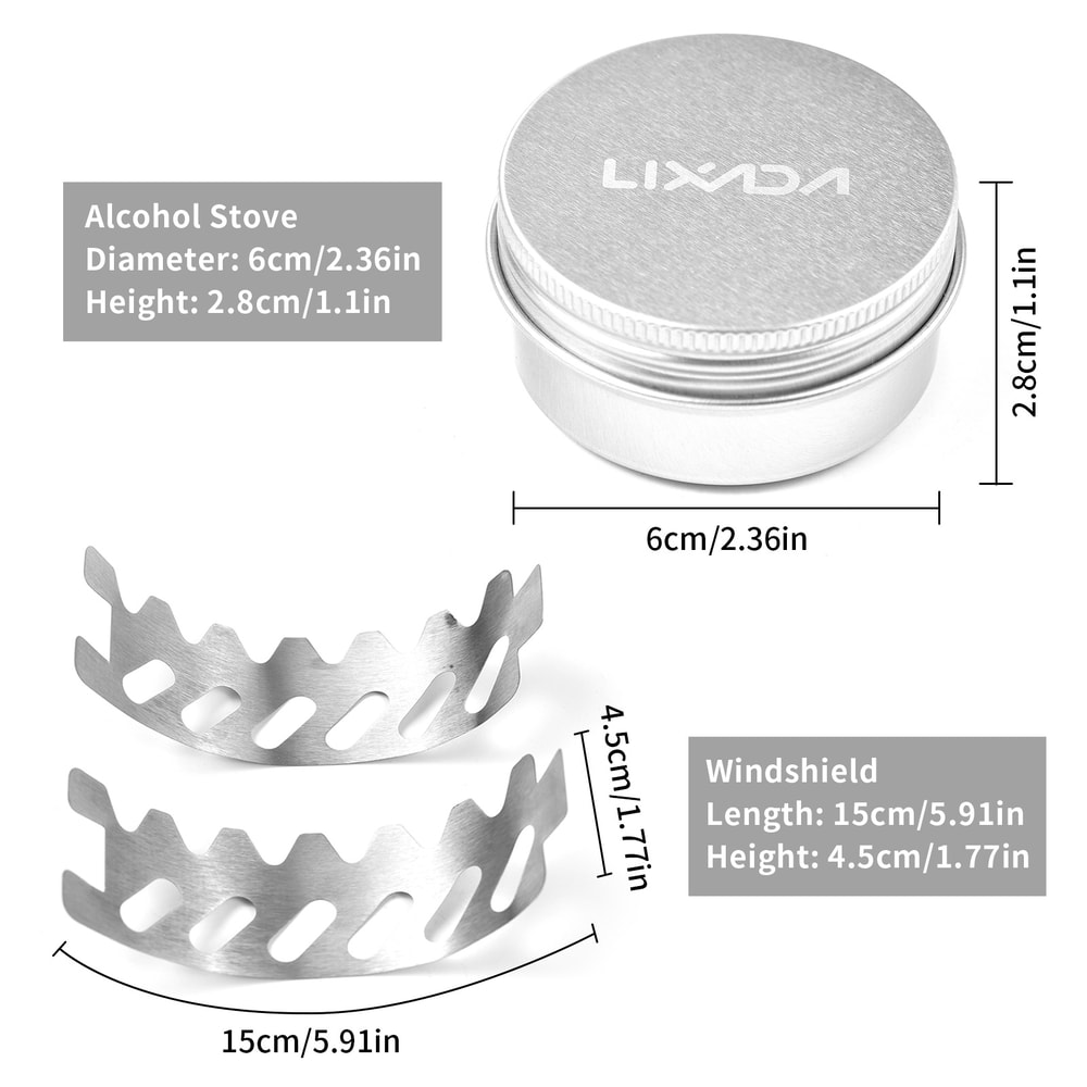 Mini Backpacking Stove Portable Camping Alcohol Burner with Windshield Ultralight Camp Stove