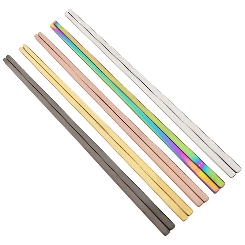 Stainless Steel Chopsticks Set With Soup Spoon Matt Dinnerware 8