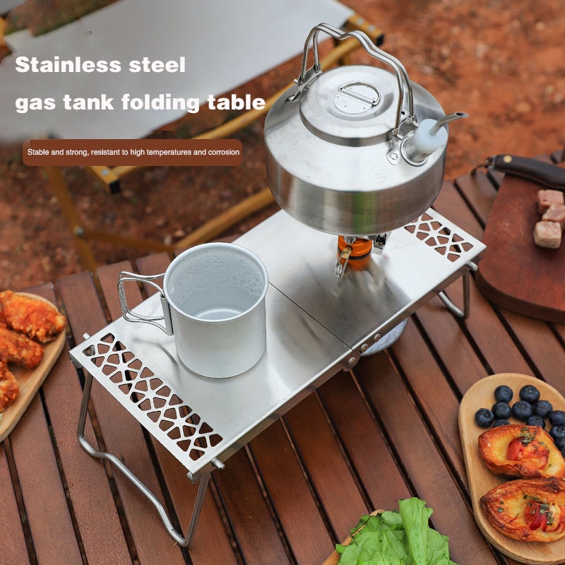 Portable Camping Stove Table Set Folding Camping Table With Outdoor Gas Stove For BBQ Picnics 2