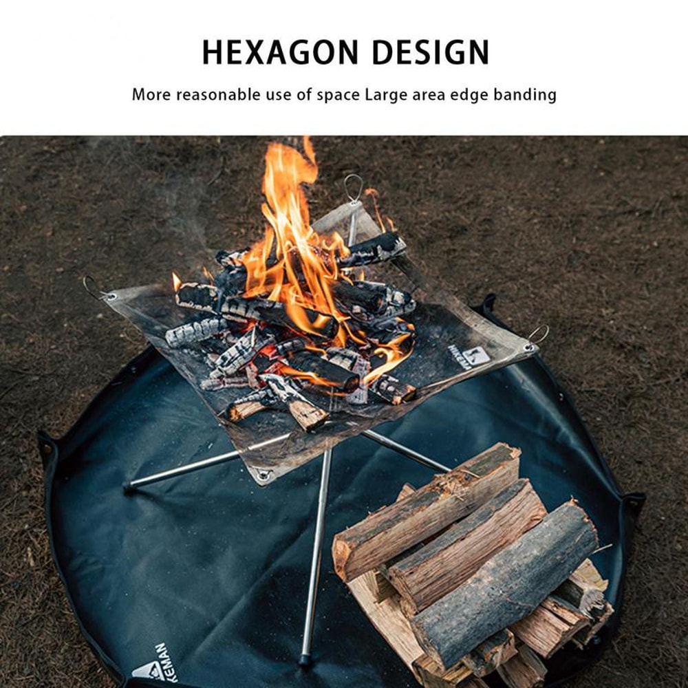 Hexagonal Fire Pit Mat Heat Resistant Foldable Camping Fireproof Pad 2