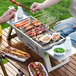 stainless steel charcoal grill foldable bbq grill for outdoor camping picnic cooking