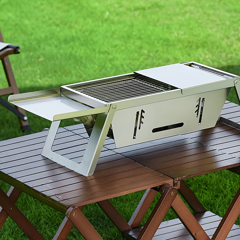 Stainless Steel Charcoal Grill Foldable BBQ Grill for Outdoor Camping Picnic Cooking