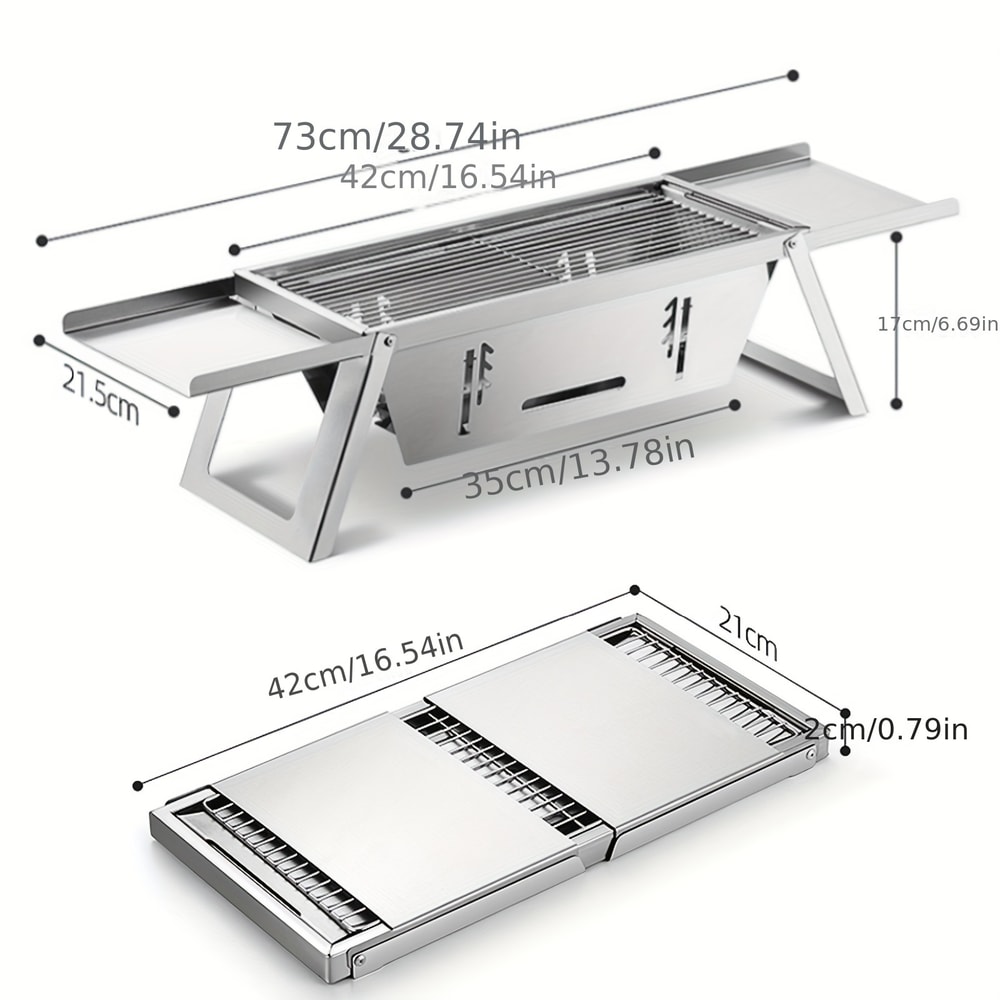 Stainless Steel Charcoal Grill Foldable BBQ Grill for Outdoor Camping Picnic Cooking