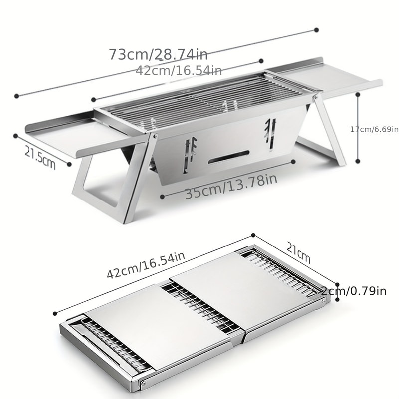 Stainless Steel Charcoal Grill Foldable BBQ Grill for Outdoor Camping Picnic Cooking