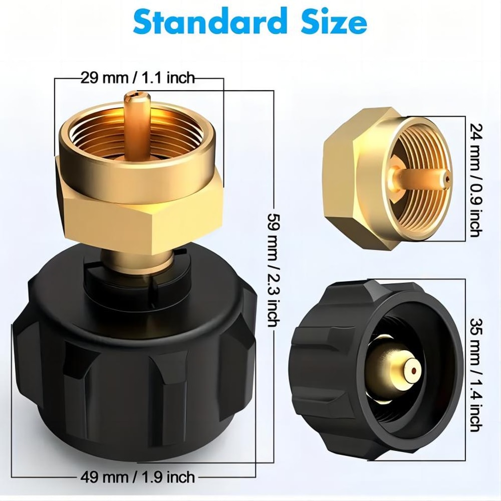 Propane Refill Adapter Fo Bottles Solid Brass LP Tank Coupler Safe Easy Transfer 5
