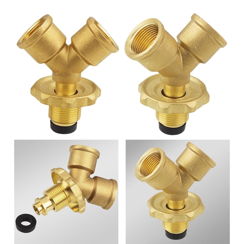 Propane Tank Splitter With Shut Off Valve For Grill Camping Stove Quick Connect Adapter 2