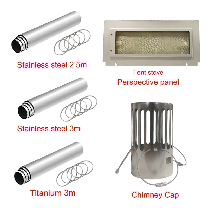 Stainless Steel Tent Stove Pipe With Spark Arrestor Cap For Hot Tent Camping 3