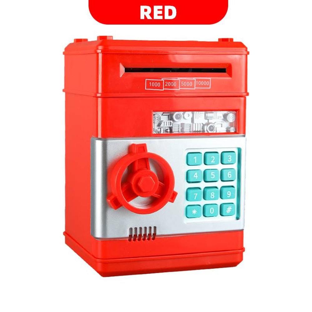 Kids ATM Piggy Bank With Password Lock Automatic Cash Saver 7