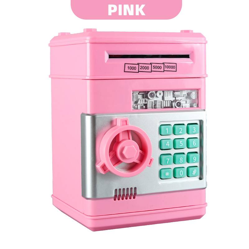 Kids ATM Piggy Bank With Password Lock Automatic Cash Saver 11