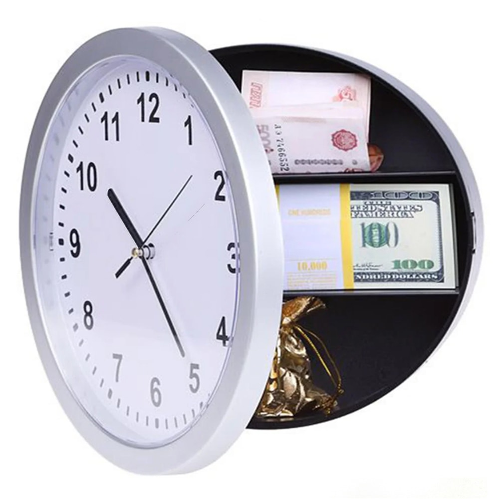 Hidden Safe Wall Clock With Secret Compartment For Cash Jewelry Keys 1