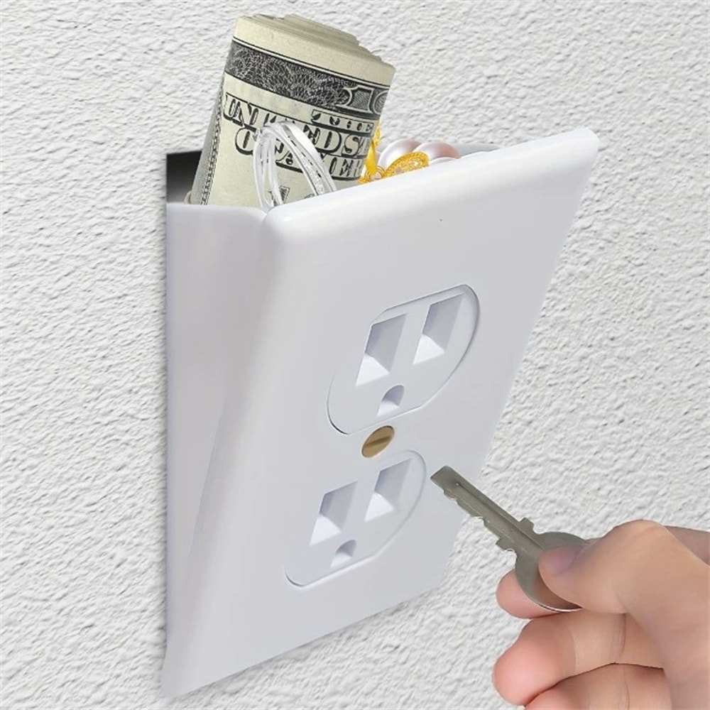 Wall Safe Fake Outlet Stash Box Secret Storage for Cash Jewelry & Small Valuables