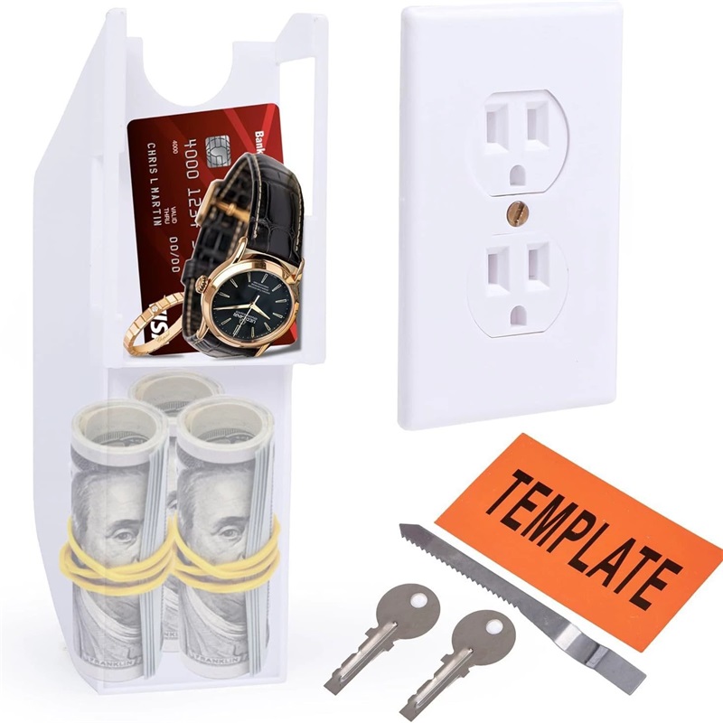 Wall Safe Fake Outlet Stash Box Secret Storage for Cash Jewelry & Small Valuables