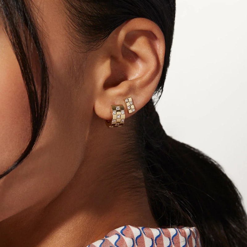 Vintage Sterling Silver Gold CZ Hoop Earrings For Women Elegant Thick Wedding Jewelry 2