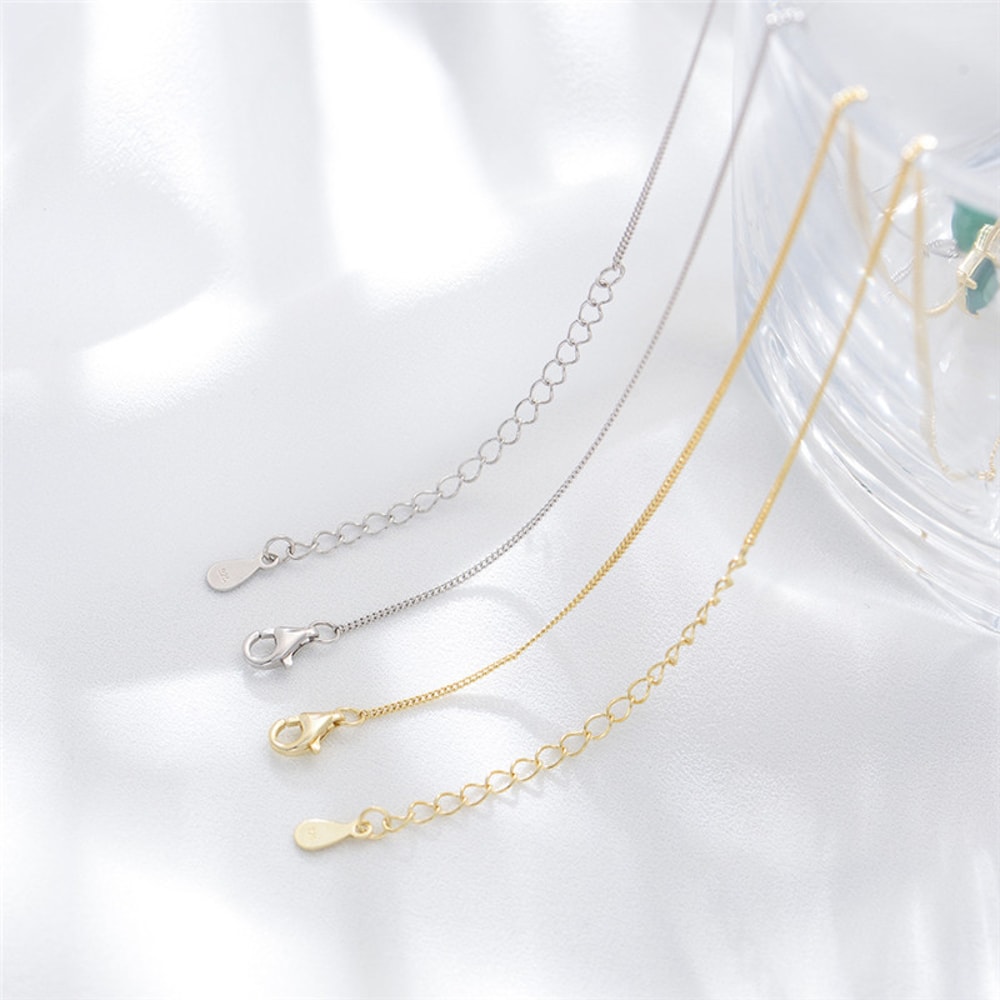 Elegant Green Gemstone Necklace Sterling Silver Pendant With Gold Finish 3