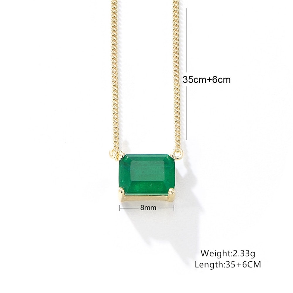 Elegant Green Gemstone Necklace Sterling Silver Pendant With Gold Finish 4